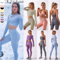 Factory Activewear Supplier 2 Pcs Custom Gym Wear Women Front Mesh Sportswear Seamless Workout Leggings Set